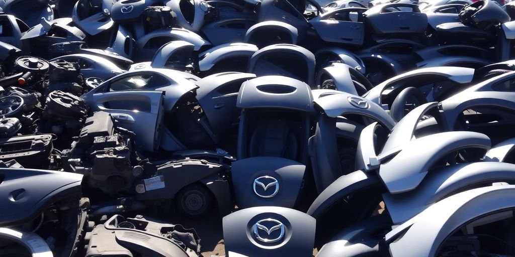 Mazda car parts in a yard.