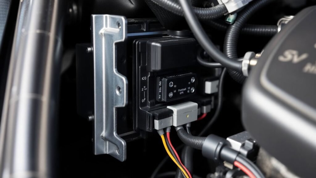 Mazda ECU module with visible circuitry and wiring