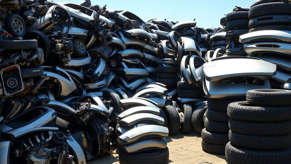Mazda car parts at a wrecking yard in Perth.