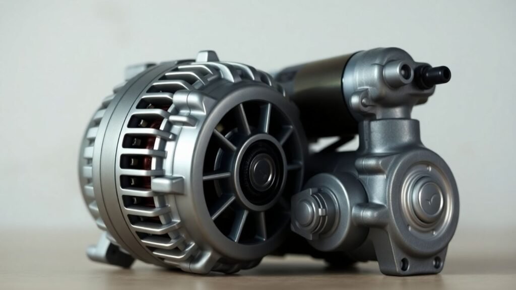Mazda alternator and starter motor close-up