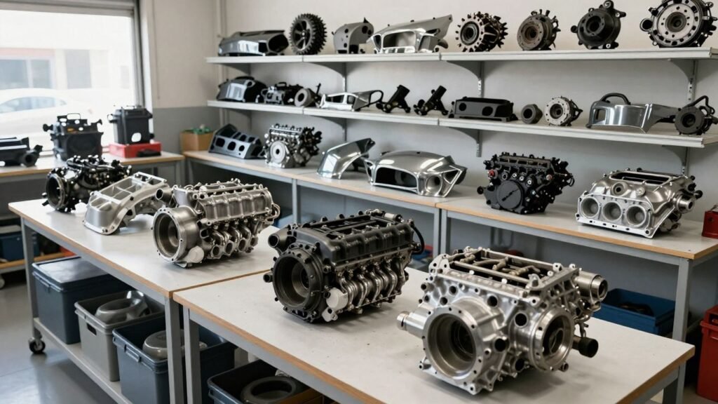 Mazda car parts in a Brisbane workshop.