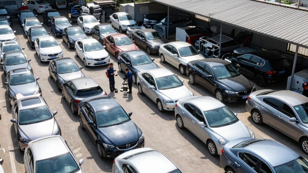 Mazda wreckers yard with car parts in Perth