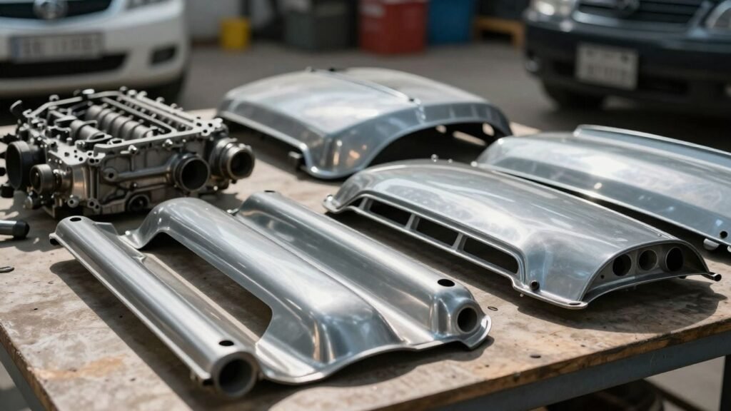 Mazda car parts at a Hobart wrecking yard.