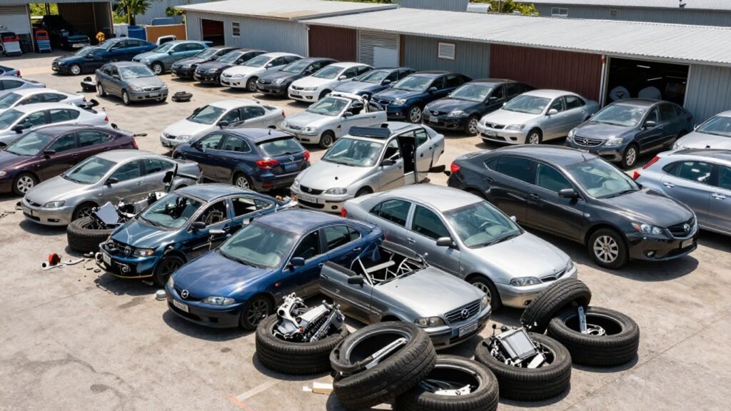 Mazda car parts at a wrecking yard in Castle Hill.